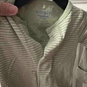 Magnetic Me Green Striped Kids Pajamas